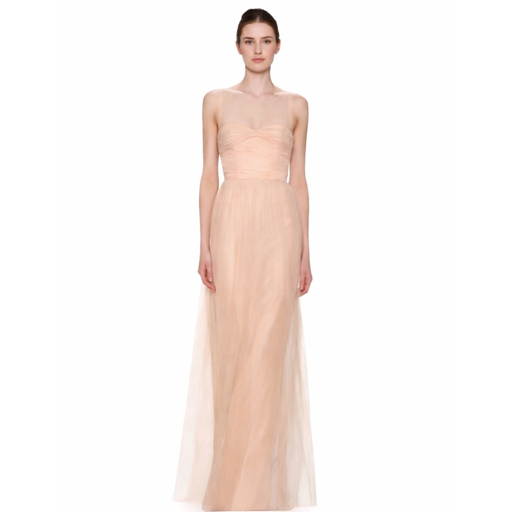 Reverly Blush Tulle Illusion Neckline Evening Gown